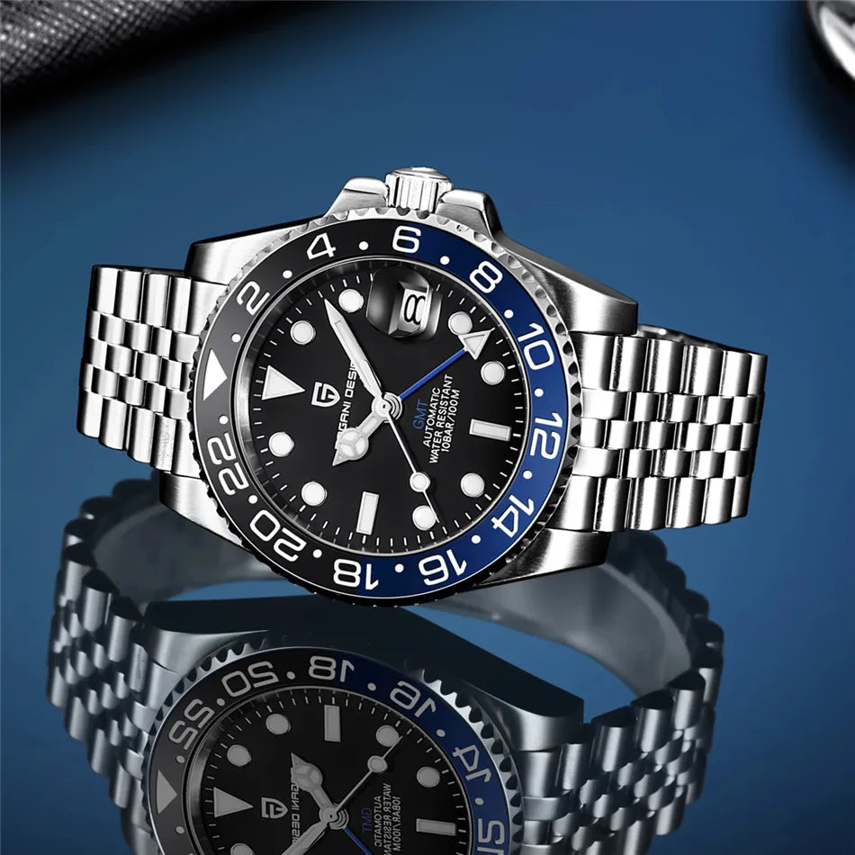 Pagani Design PD-1662 40mm Stainless Steel Automatic Watch Rolex GMT Batman Homage