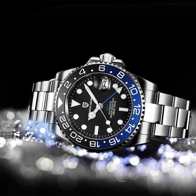 Pagani Design PD-1662 40mm Stainless Steel Automatic Watch Rolex GMT Batman Homage
