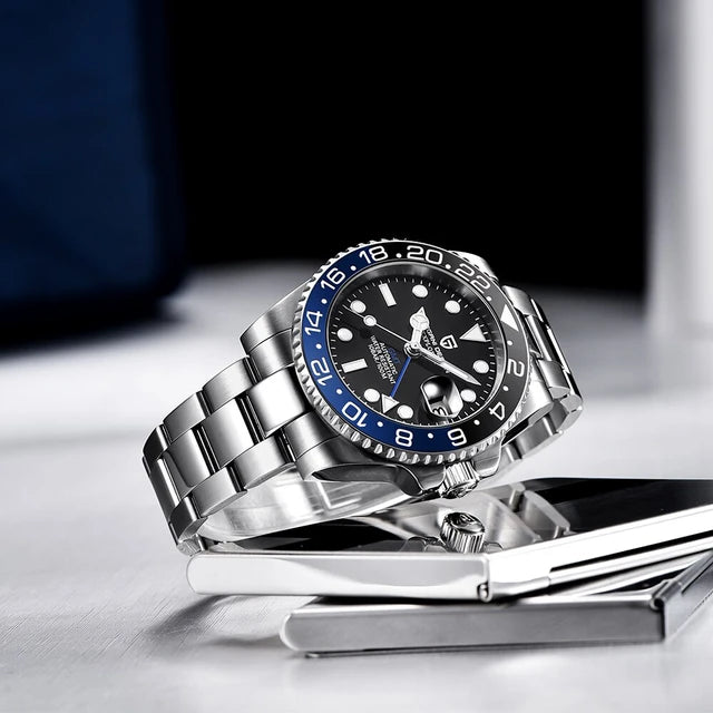 Pagani Design PD-1662 40mm Stainless Steel Automatic Watch Rolex GMT Batman Homage