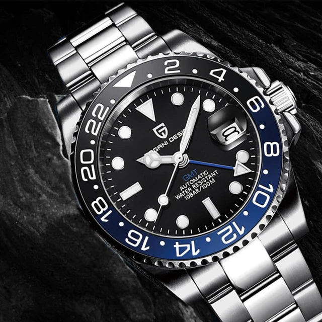 Pagani Design PD-1662 40mm Stainless Steel Automatic Watch Rolex GMT Batman Homage