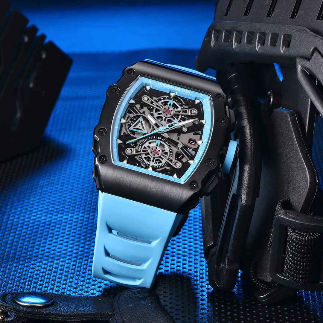 Pagani Design PD-YS011 Black Men's Quartz Chronograph Tonneau Watch Richard Mille Homage