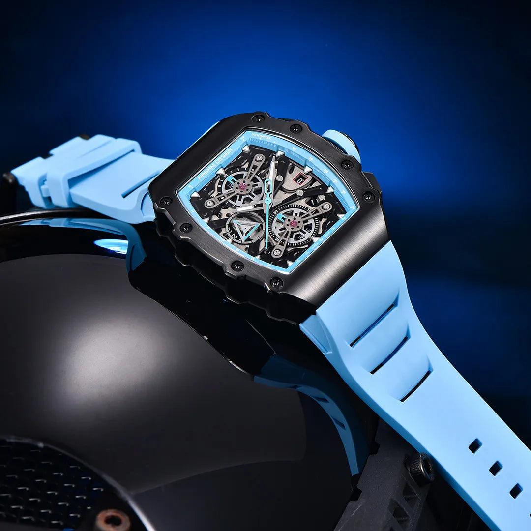 Pagani Design PD-YS011 Black Men's Quartz Chronograph Tonneau Watch Richard Mille Homage