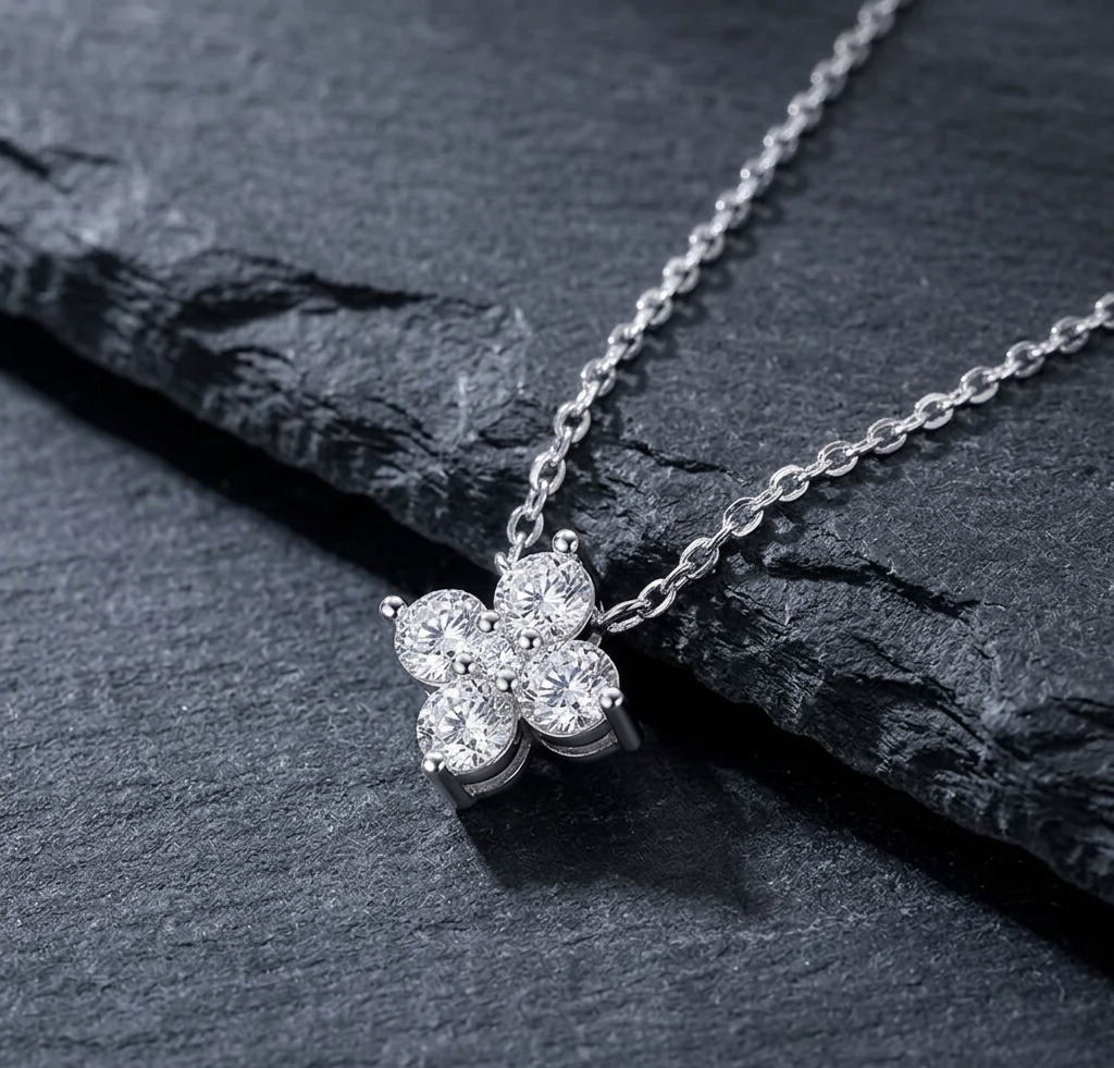 The Clover Demi-Lune Moissanite Necklace