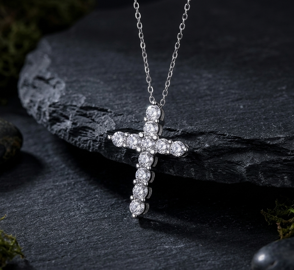 The Divine Moissanite Cross Pendant