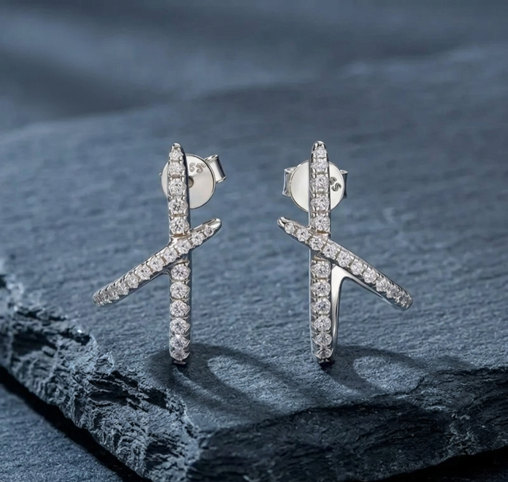 The X-Cruciate Moissanite Stud Earrings