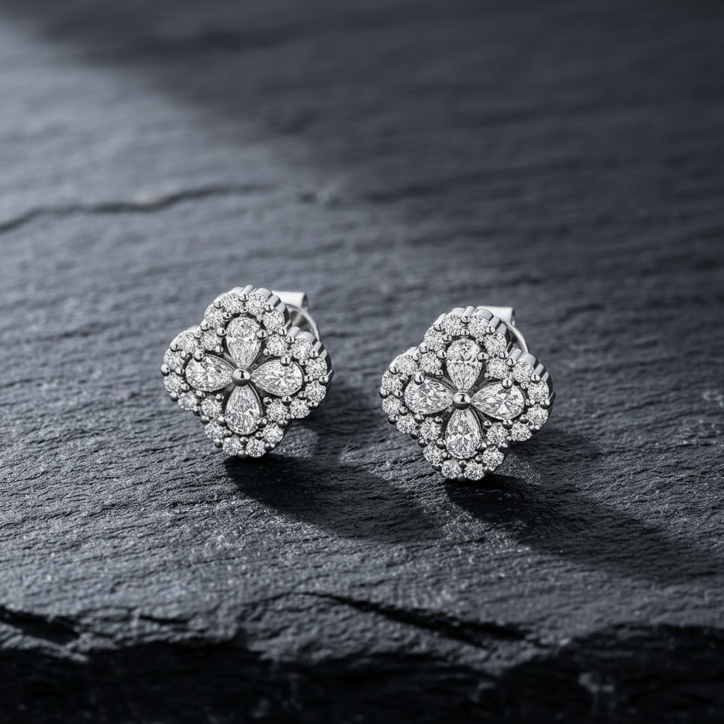 The Kensington Clover Moissanite Cluster Studs