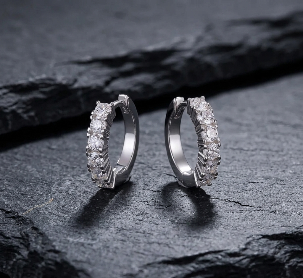 The Infinity Moissanite Huggie Hoops