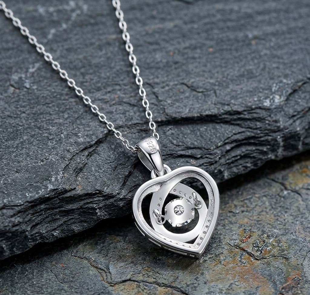 The Lovelace 'Dancing' Moissanite Heart Pendant