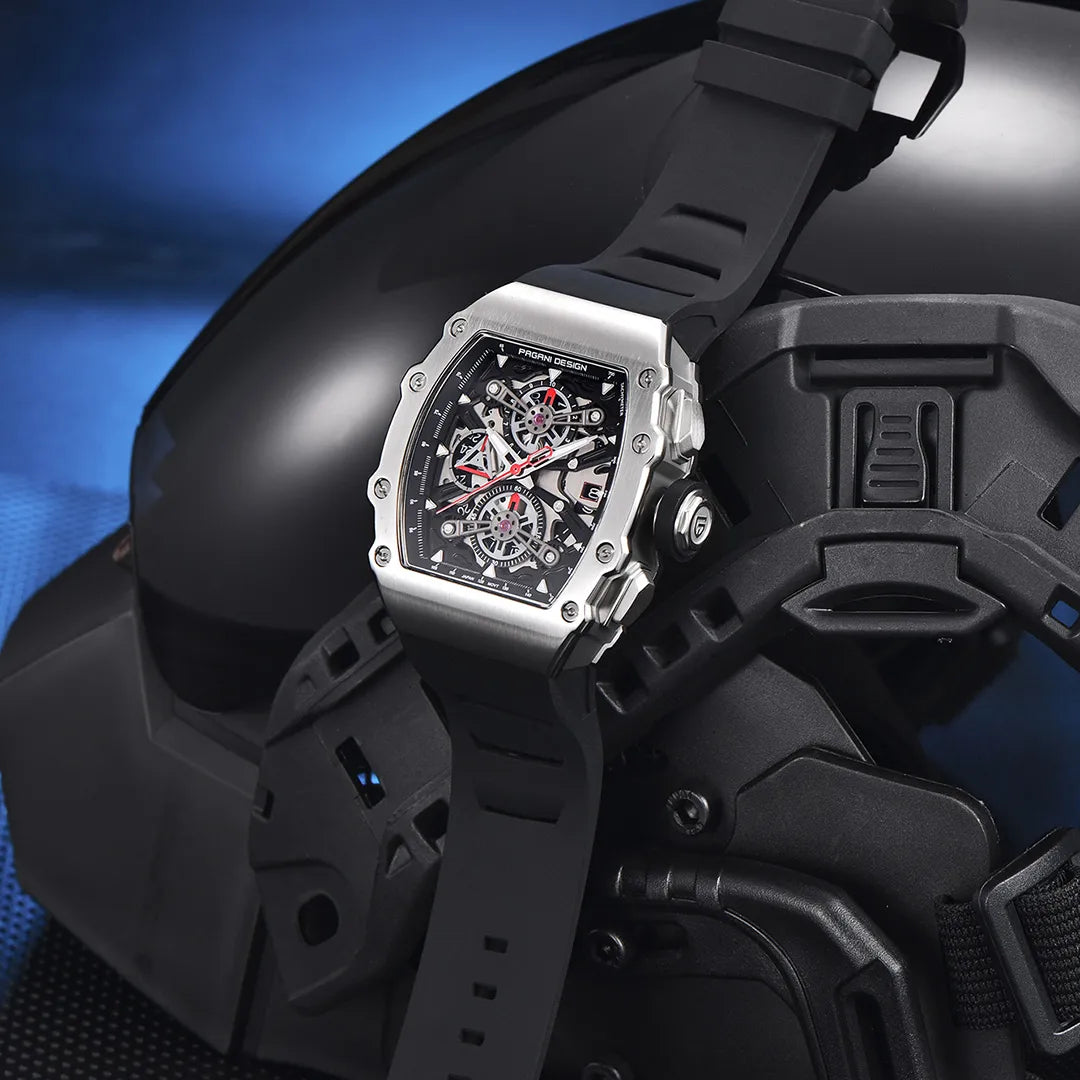 Pagani Design PD-YS011 Black Men's Quartz Chronograph Tonneau Watch Richard Mille Homage