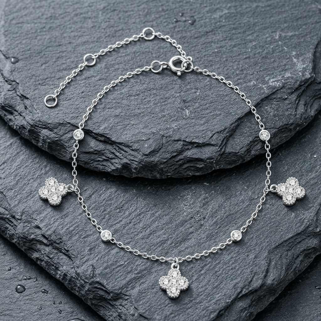 The Alhambra Luminary | Pavé Moissanite Charm Bracelet