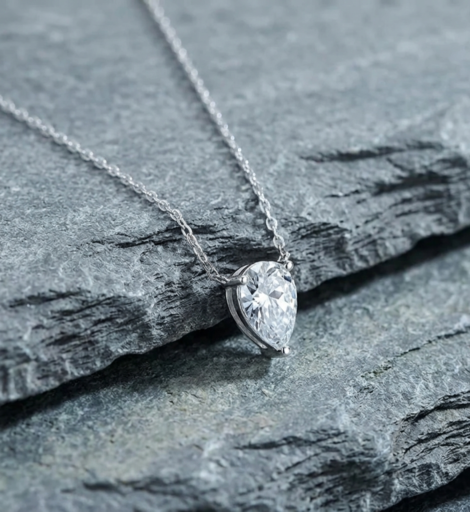 The Pear-Cut Moissanite Solitaire Pendant
