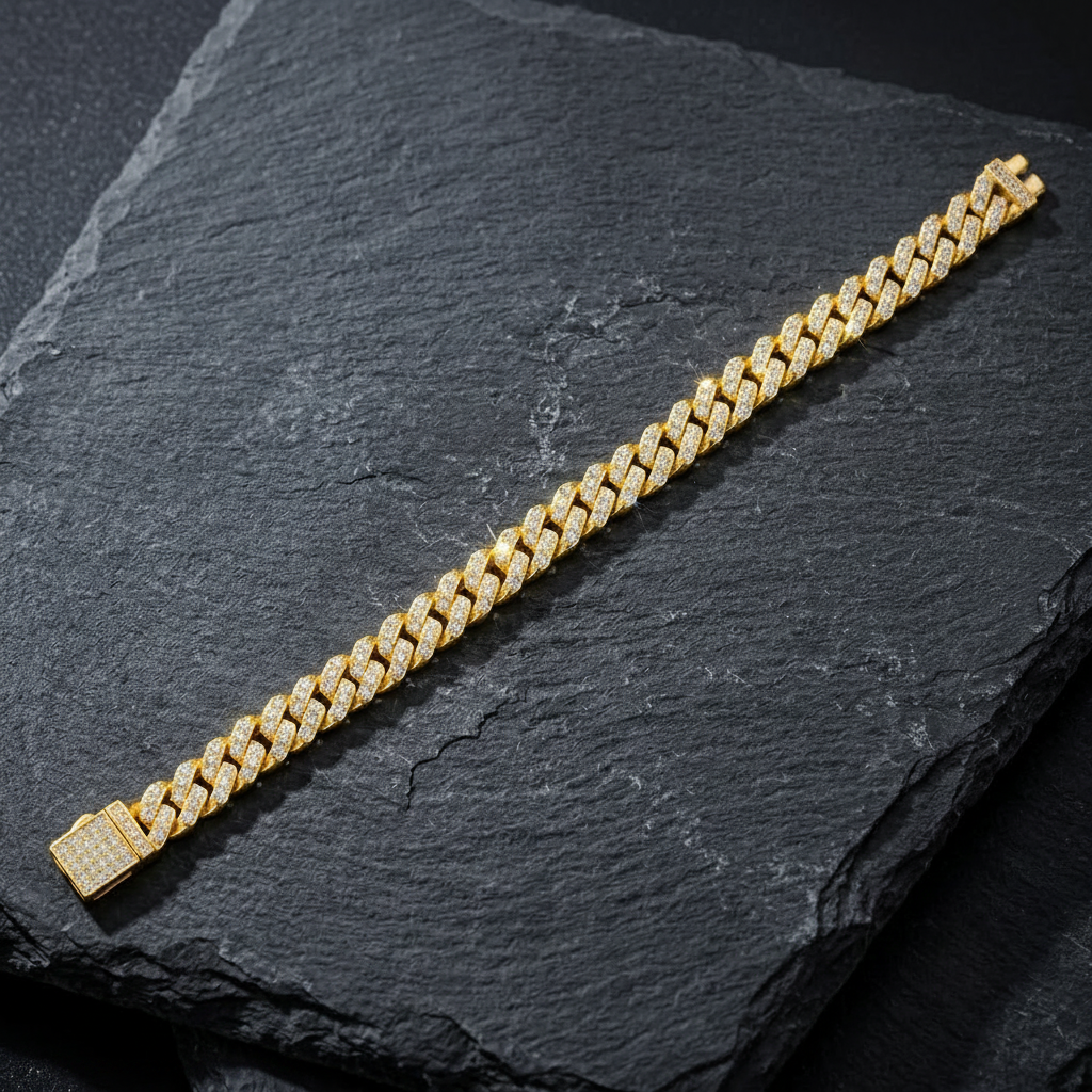The Laurent 3.36ct Moissanite Iced Cuban Chain Bracelet