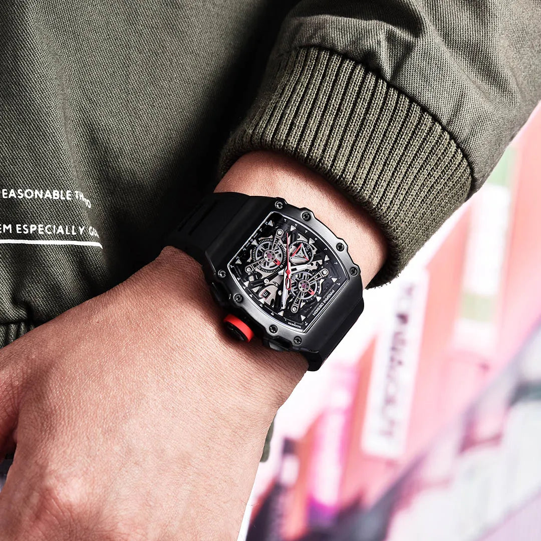 Pagani Design PD-YS011 Black Men's Quartz Chronograph Tonneau Watch Richard Mille Homage