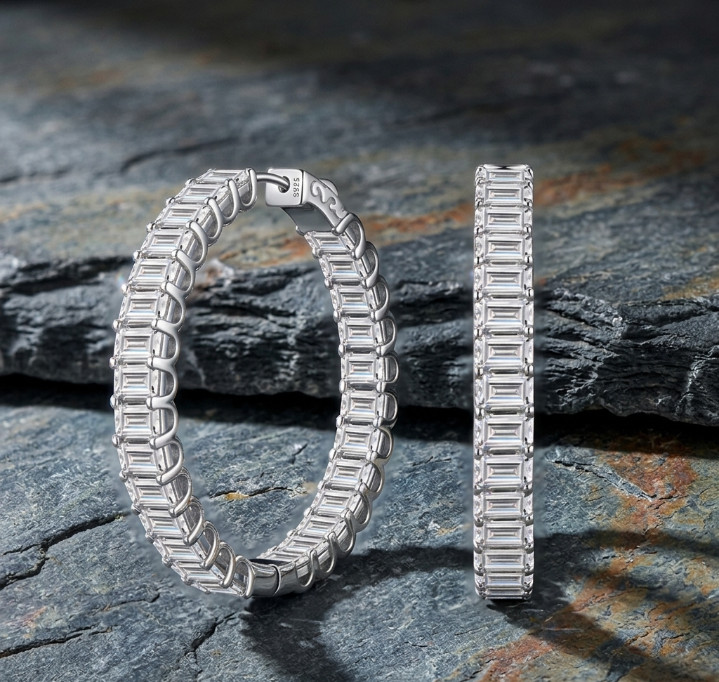 The Deco Baguette Linear Drop Earrings