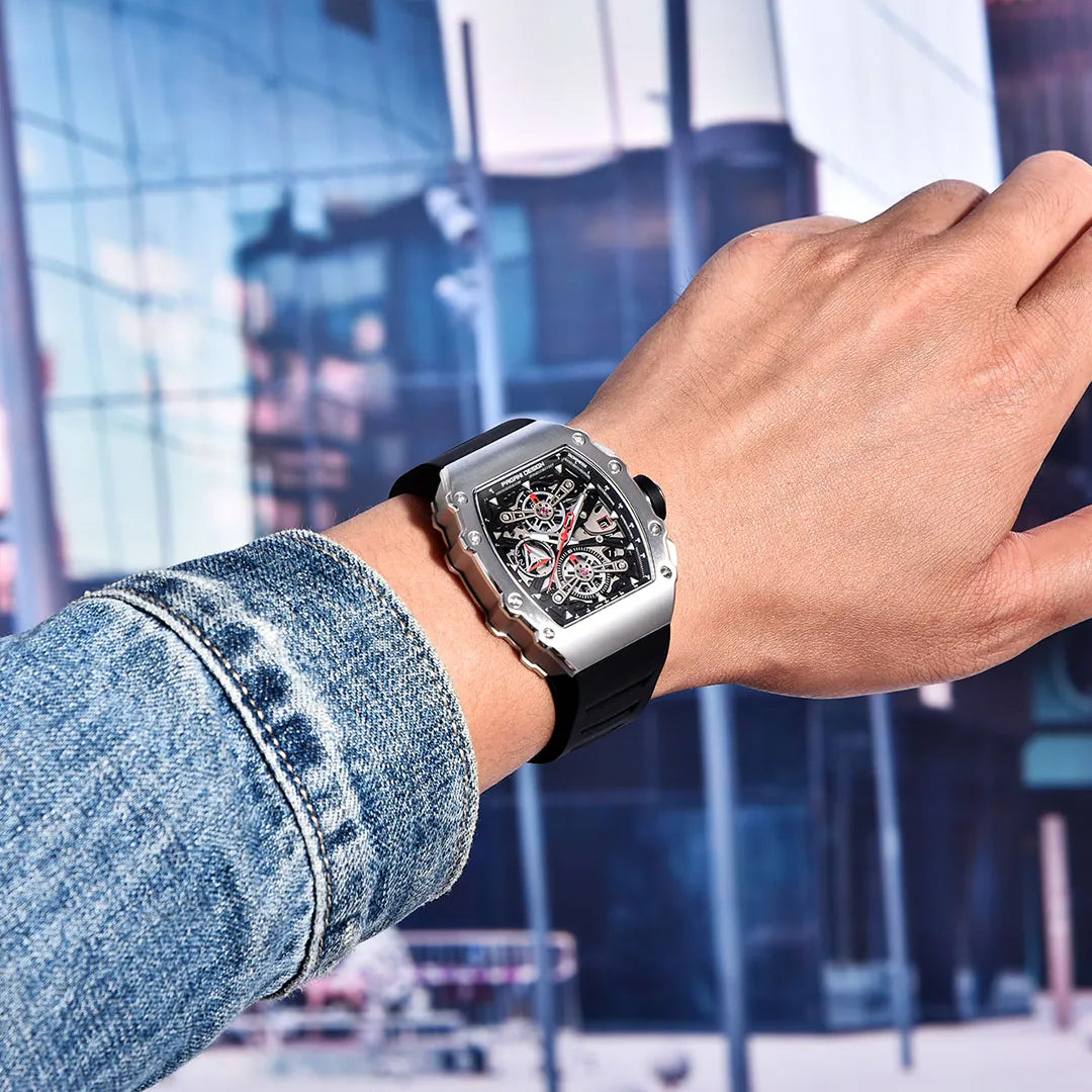 Pagani Design PD-YS011 Black Men's Quartz Chronograph Tonneau Watch Richard Mille Homage