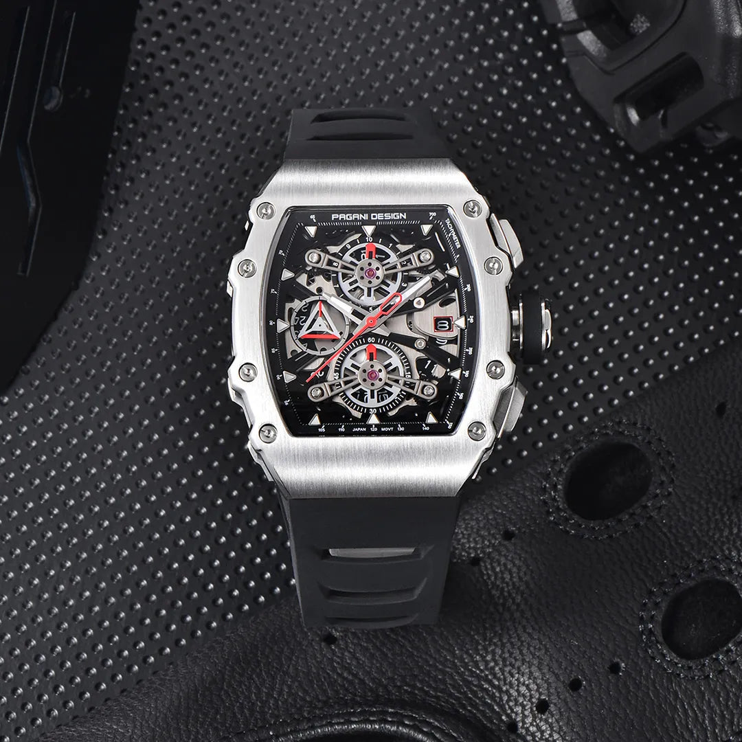 Pagani Design PD-YS011 Black Men's Quartz Chronograph Tonneau Watch Richard Mille Homage