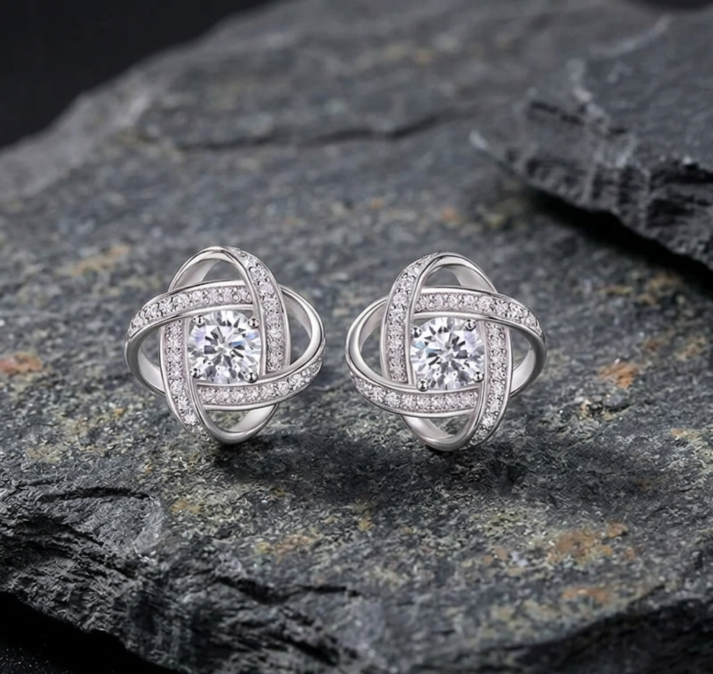The Aurelia Moissanite Studs – A Contemporary Love Knot