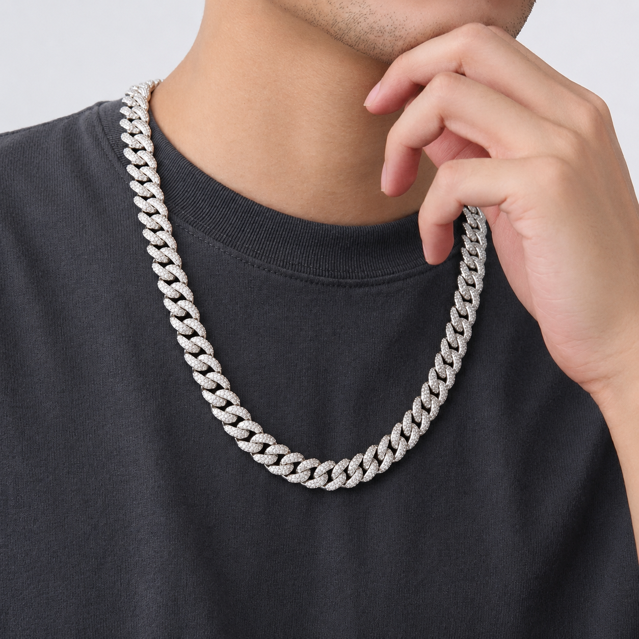 The Grand 12mm Iced Cuban Link Chain (24")