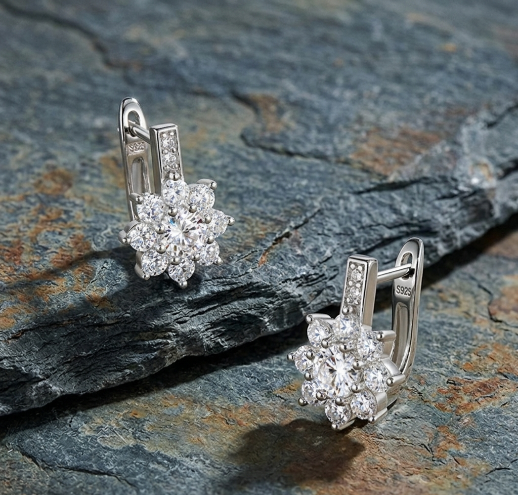 The Nova Bloom Moissanite Drop Earrings