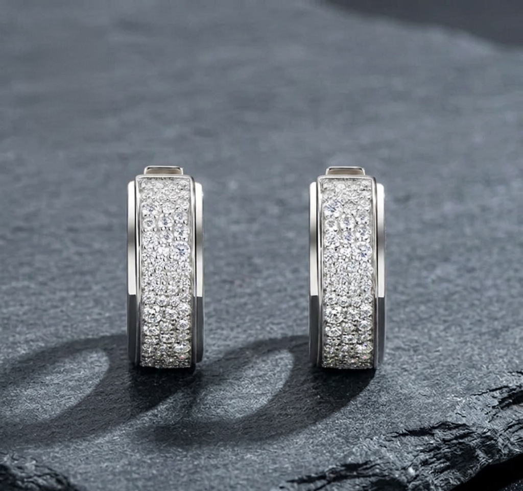 The Mercer Wide Pave Huggie Hoops