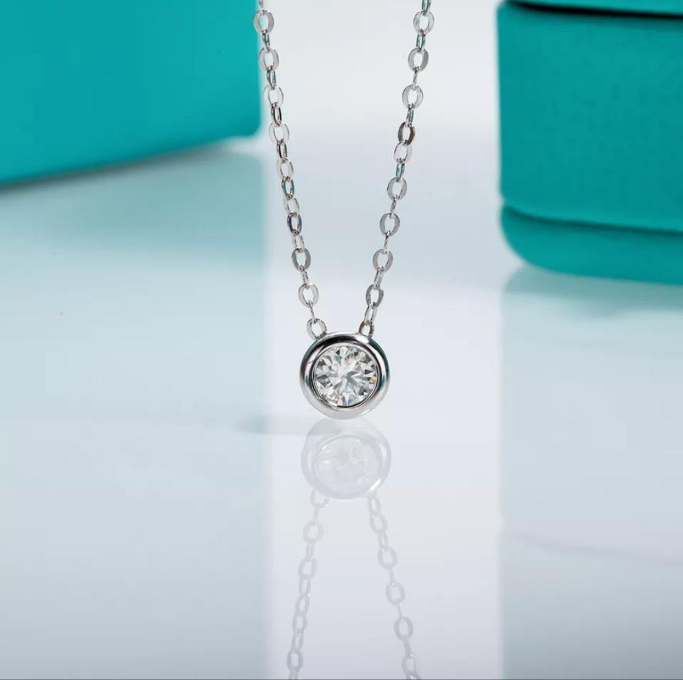 Diamond Pendant Moissanite Pendant 18k Gold Plated 925 Sterling Silver Chain