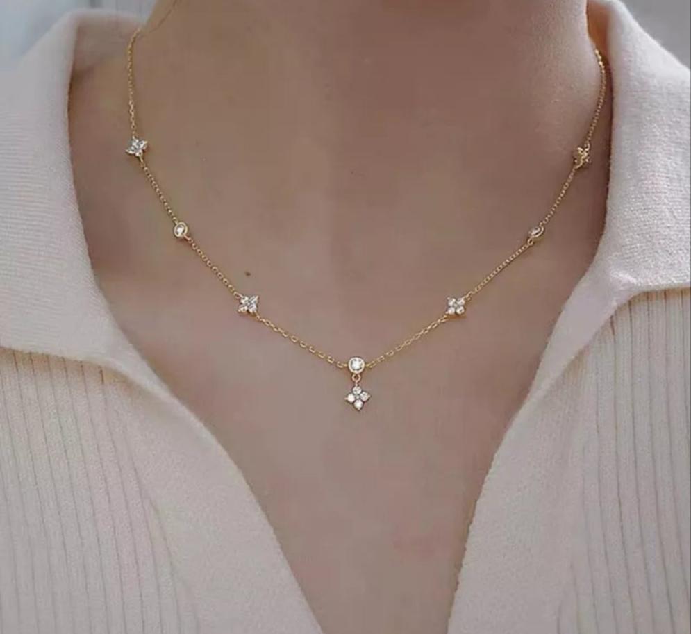 Gold Necklace Flower Necklace Chain Silver Necklace Flower Necklace Chain Gold Chain Silver Chain