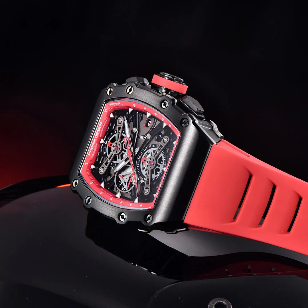 Pagani Design PD-YS011 Black Men's Quartz Chronograph Tonneau Watch Richard Mille Homage