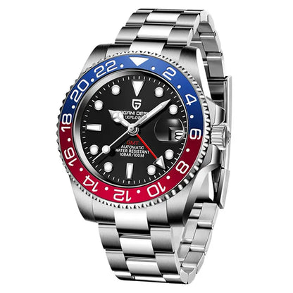 Pagani Design PD-1662 40mm Stainless Steel Automatic Watch Rolex GMT Pepsi Homage