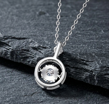 The Stella 'Dancing' Moissanite Halo Pendant Necklace