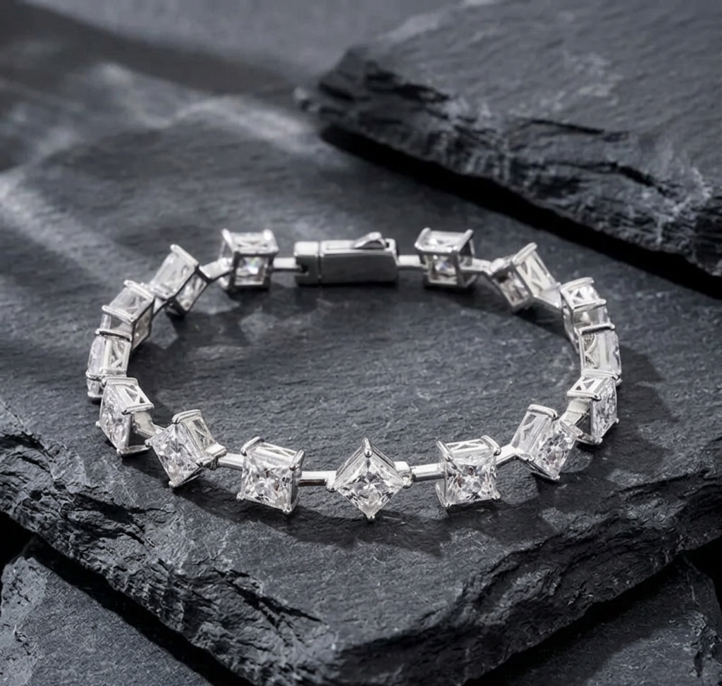 The Monaco Princess-Cut Moissanite Tennis Bracelet