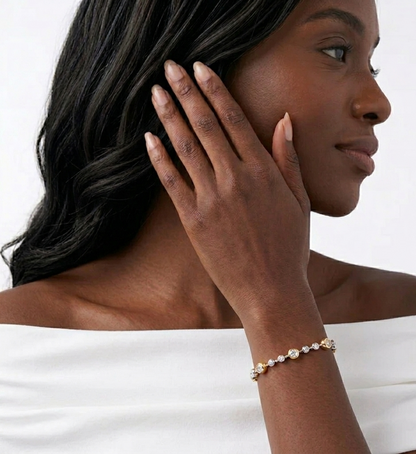 The Aurelia Two-Tone Moissanite Bezel Bracelet