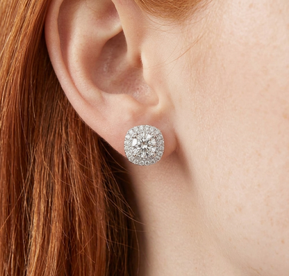 The Heirloom 10.0ctw Moissanite Cushion Halo Studs