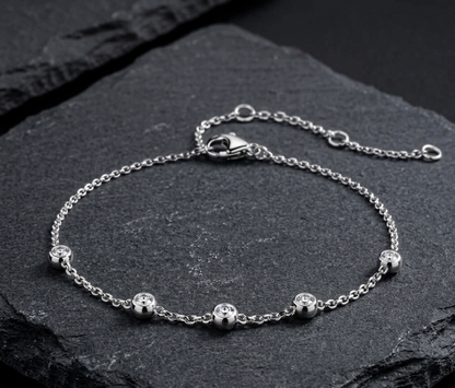 The Celeste Station Bracelet in Sterling Silver & Moissanite