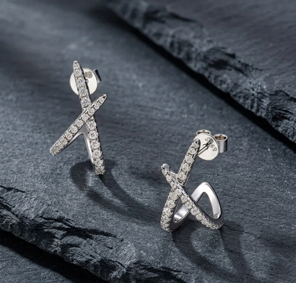 The X-Cruciate Moissanite Stud Earrings
