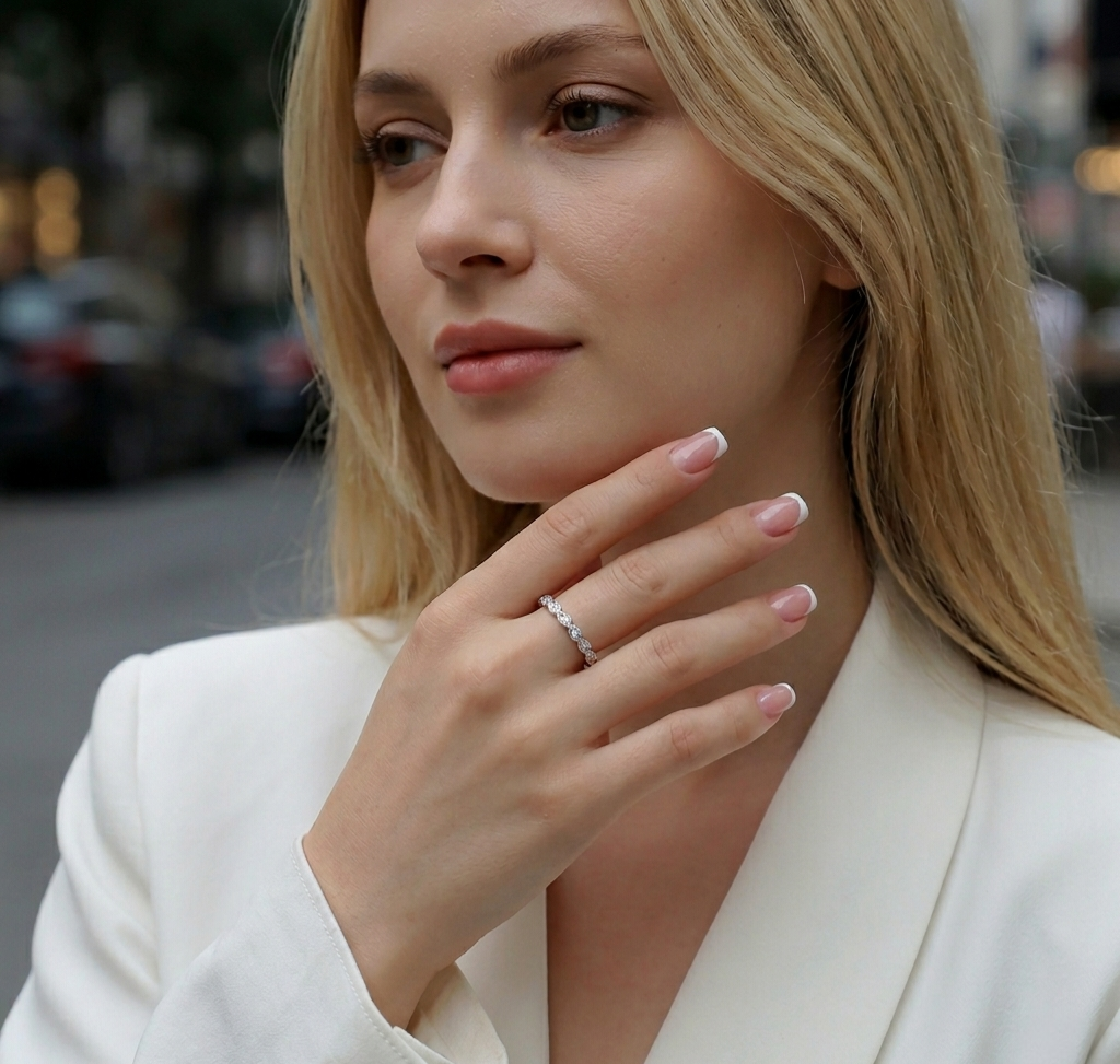 The Aurora Moissanite Eternity Band