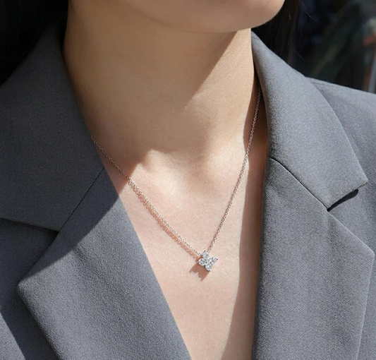 The Clover Demi-Lune Moissanite Necklace