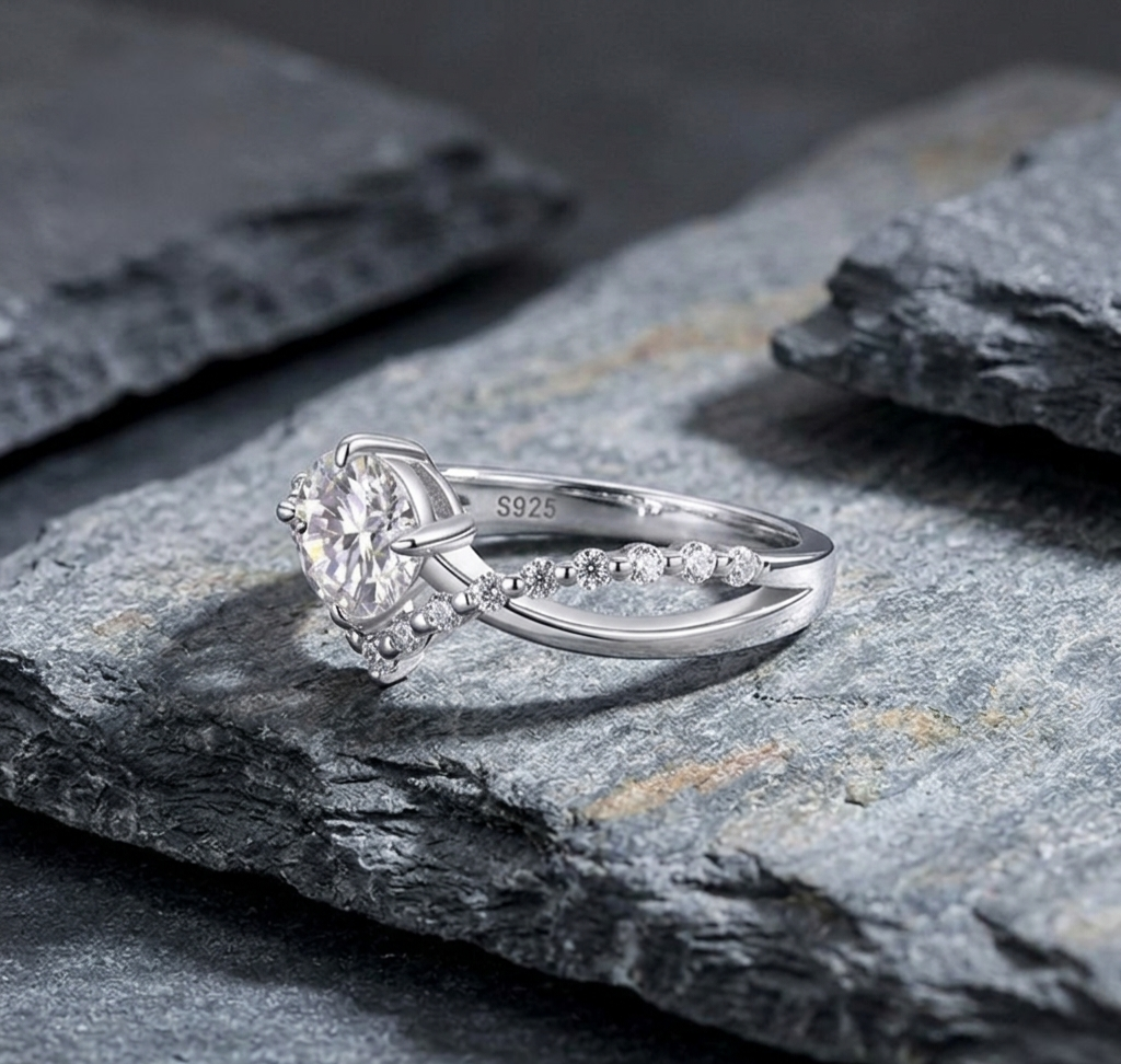 The Sovereign Chevron Moissanite Ring