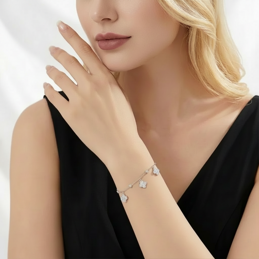 The Alhambra Luminary | Pavé Moissanite Charm Bracelet