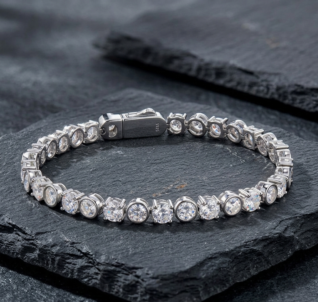 The Saffron Bezel-Cut Moissanite Tennis Bracelet