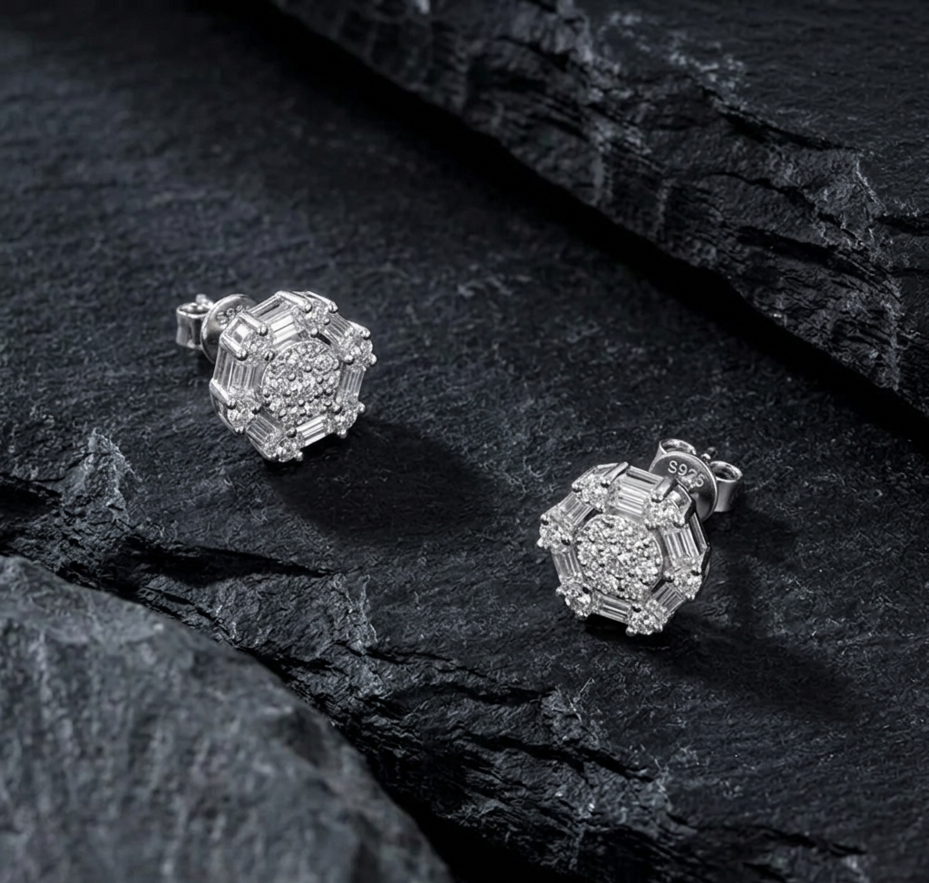 The Aurelia Hexagon Moissanite Studs