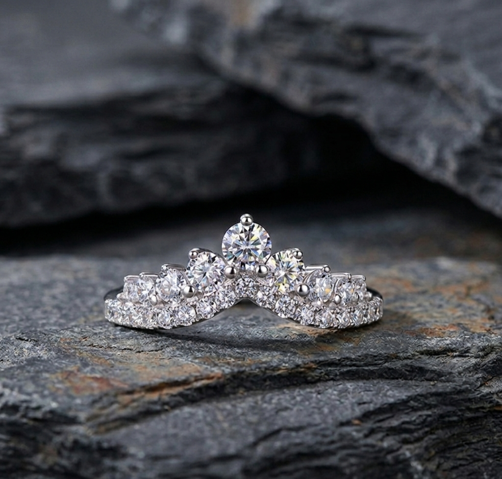 The Aurora Tiara Moissanite Ring