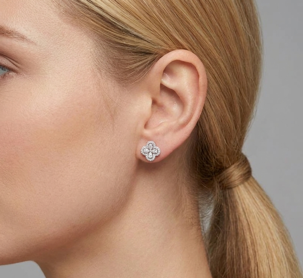 The Kensington Clover Moissanite Cluster Studs