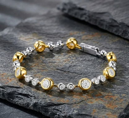 The Aurelia Two-Tone Moissanite Bezel Bracelet