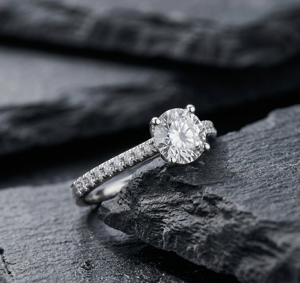The Sienna 1ct Moissanite Pavé Solitaire