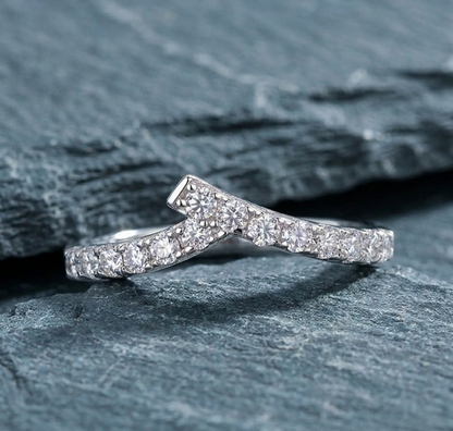 The Aura Moissanite Chevron Band in Sterling Silver