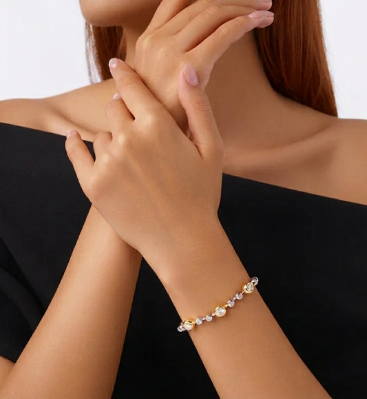 The Aurelia Two-Tone Moissanite Bezel Bracelet