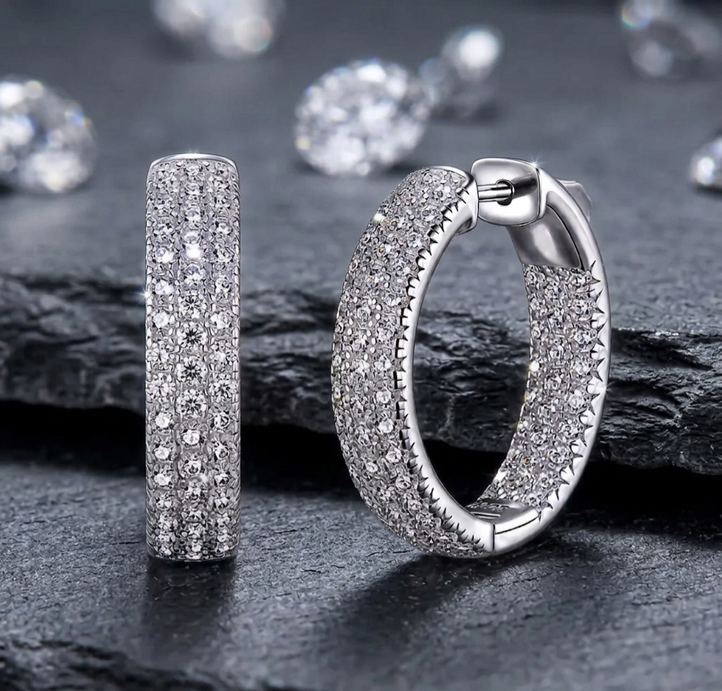 The Sloane Wide Pavé Hoops