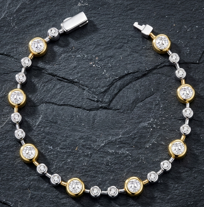 The Aurelia Two-Tone Moissanite Bezel Bracelet