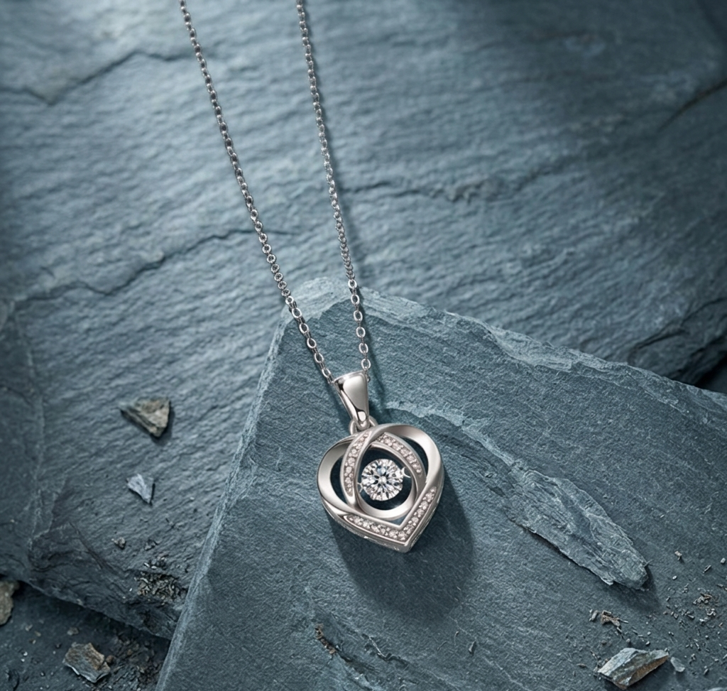 The Lovelace 'Dancing' Moissanite Heart Pendant