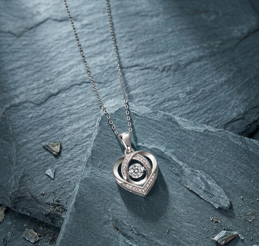 The Lovelace 'Dancing' Moissanite Heart Pendant